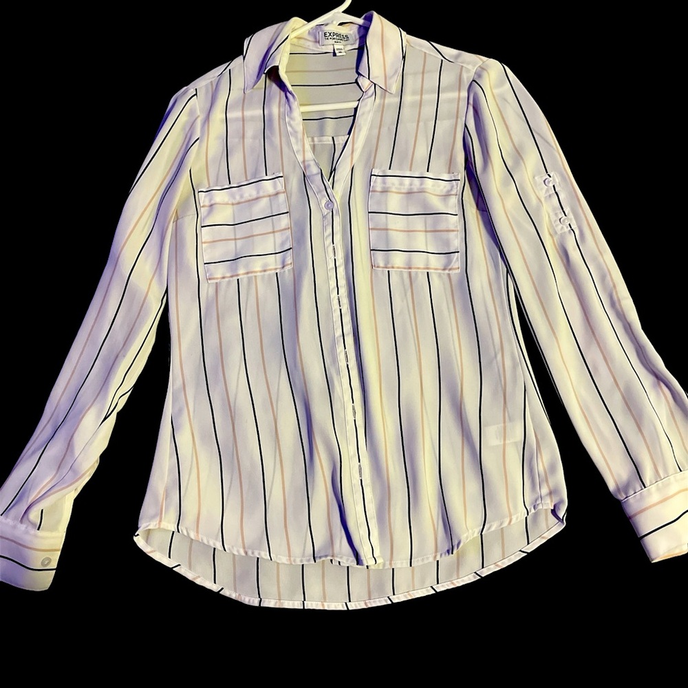 Striped sheer button-up